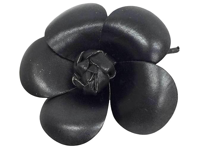 Chanel Camellia Black Leather  ref.1370177