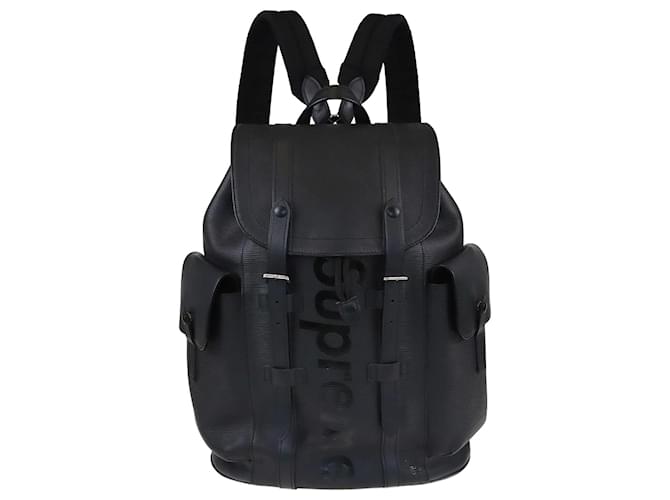 Louis Vuitton x Supreme Black Christopher PM Backpack Leather ref.1370333 Joli Closet