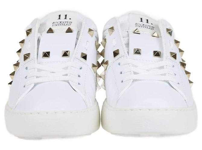 Valentino – Weiße, offene Sneakers „Rockstud Untitled“ Leder  ref.1370348