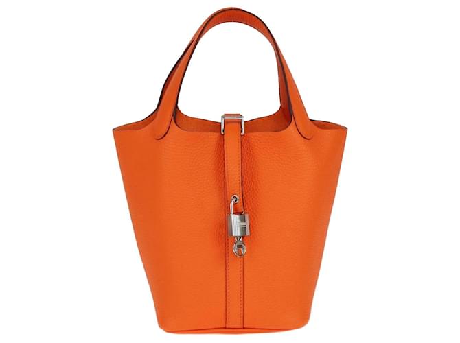 Hermès Hermes Orange Minium Picotin Lock 18 Bag Leather  ref.1370367