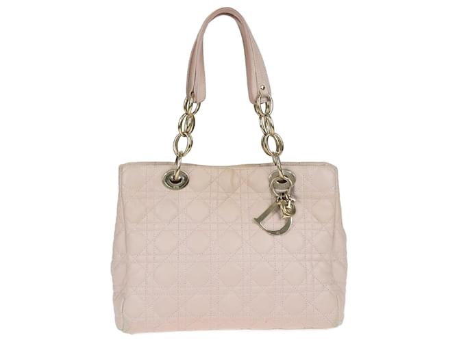 Christian Dior Borsa shopper Lady Dior media morbida Cannage rosa pallido Pelle  ref.1370381