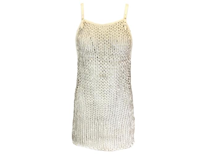 Autre Marque Nonchalant Crema Handwoven Leather Ella Mini Dress Cream  ref.1370803