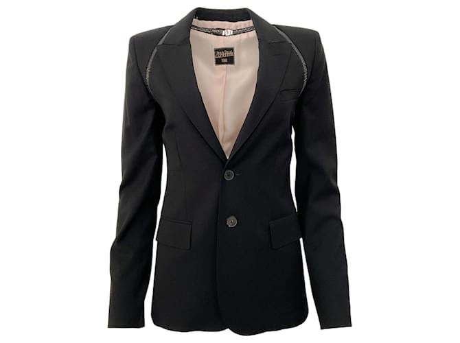 Autre Marque Blazer Jean Paul Gaultier vintage in lana nera con cerniere Nero  ref.1370804