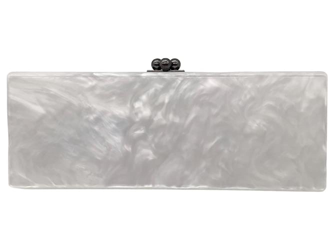 Autre Marque Edie Parker White / Beige Pearlized Lucite Clutch Handbag Plastic  ref.1370813