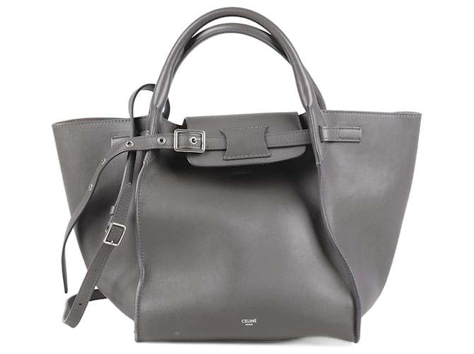 Céline CELINE Smooth Calfskin Small 2way Big Bag in Grey Leather  ref.1370876