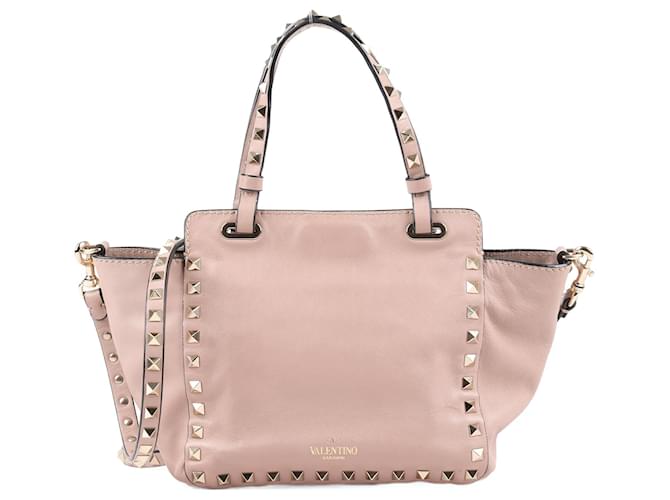 Valentino Garavani Rockstuds Leather 2Way Small Handbag in Powder Beige  ref.1370880