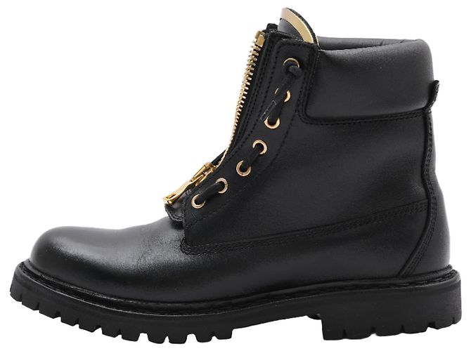 BALMAIN Bottes de combat en cuir en 38 EU en noir