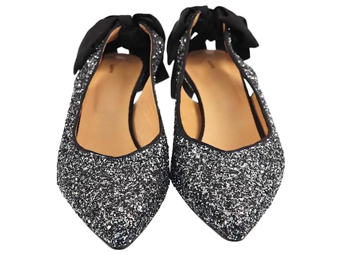 Ganni Black/Silver Glitter Kitten Heels Pumps  ref.1370916