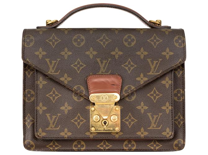 Louis Vuitton Monceau Handbag Canvas Monogram Brown Cloth  ref.1370945