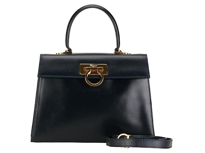 Salvatore Ferragamo Leder Gancini Handtasche Leder Schultertasche in gutem Zustand  ref.1370993