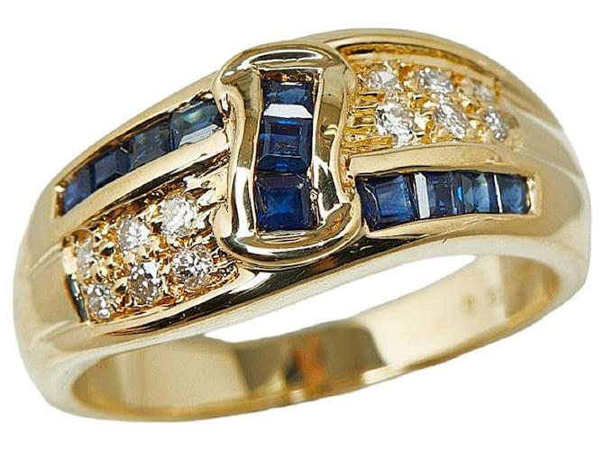 & Other Stories K18YG Yellow Gold Sapphire 0.538ct Diamond 0.157ct Ring in Pristine Condition Golden Metal  ref.1371005