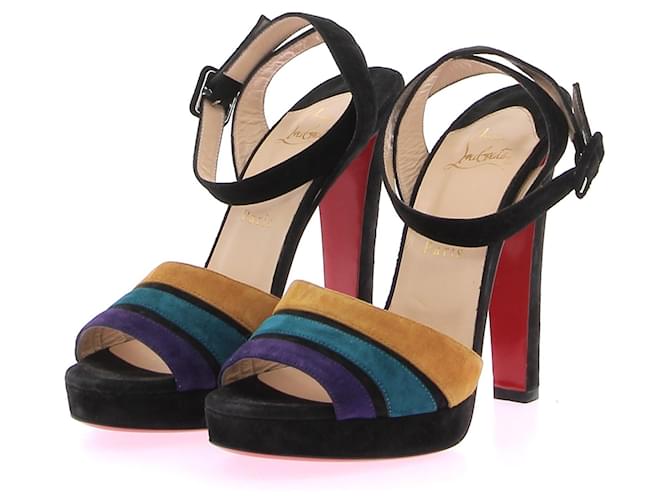 CHRISTIAN LOUBOUTIN Sandalen T.EU 38,5 Leder Mehrfarben  ref.1371012