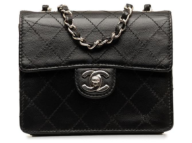 Chanel CC Caviar Mini Classic Crossbody Bag Bolsa de ombro de couro em bom estado  ref.1371033