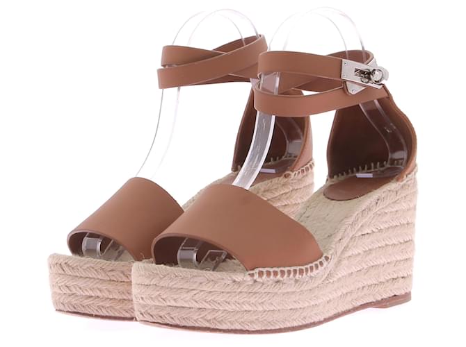 Hermès HERMES  Sandals T.EU 38 Leather Brown  ref.1371065