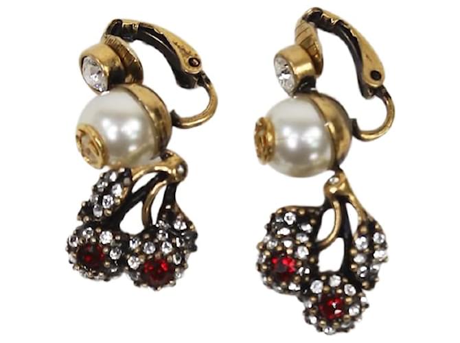 Gucci Goldene Perlen- und Kirsch-Tropfen-Ohrringe  ref.1371106