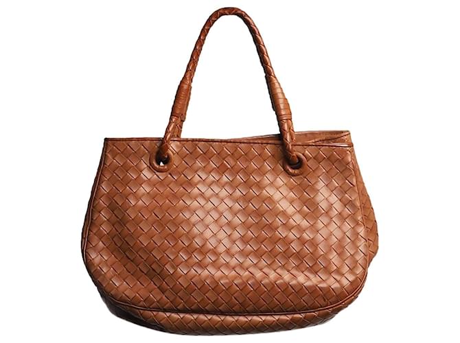 Bottega Veneta Brown intrecciato leather top handle bag  ref.1371112