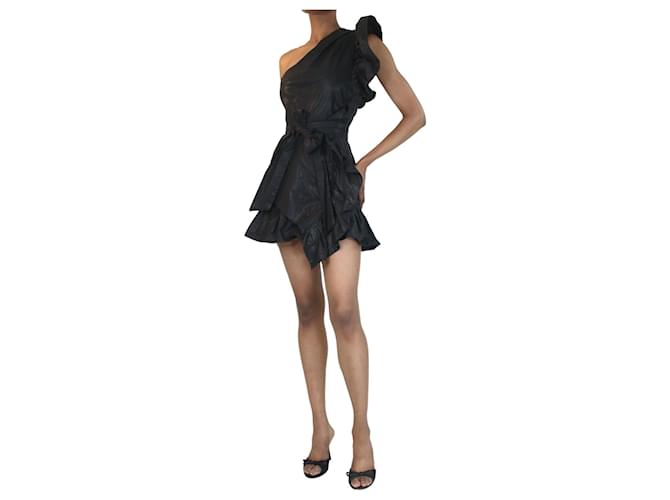 Isabel Marant Mini-robe noire à volants à une épaule - taille UK 8 Coton  ref.1371114