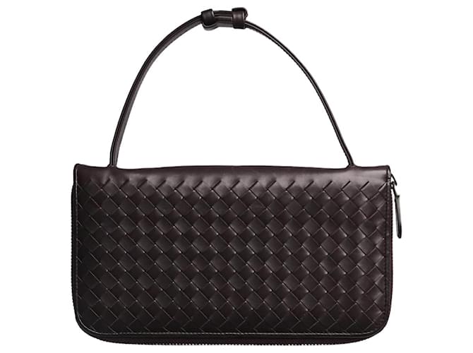 Bottega Veneta Reise-Organizer 2009 mit Intrecciato-Griff oben in Braun Leder  ref.1371116