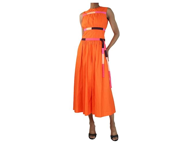 Roksanda Orange sleeveless plisse midi dress - size UK 4 Cotton  ref.1371135