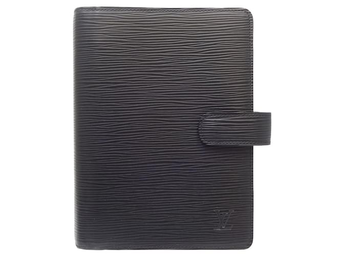 Louis Vuitton Agenda MM Preto Couro  ref.1371308