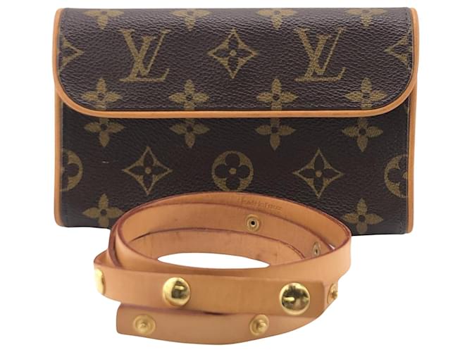 Louis Vuitton Pochette florentine Brown Cloth  ref.1371357