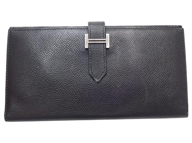 Hermès Béarn Black Leather  ref.1371369