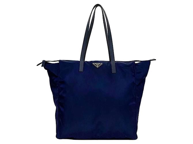 Tote Prada Tessuto Marineblau Synthetisch  ref.1371428