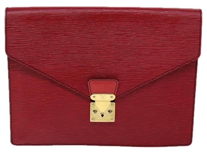 Louis Vuitton Porte document senateur Red Leather  ref.1371538
