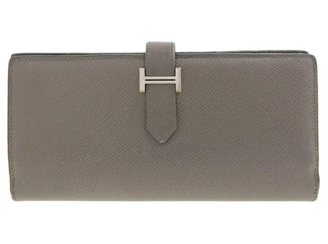 Béarn Hermès Bearn Grigio Pelle  ref.1371548