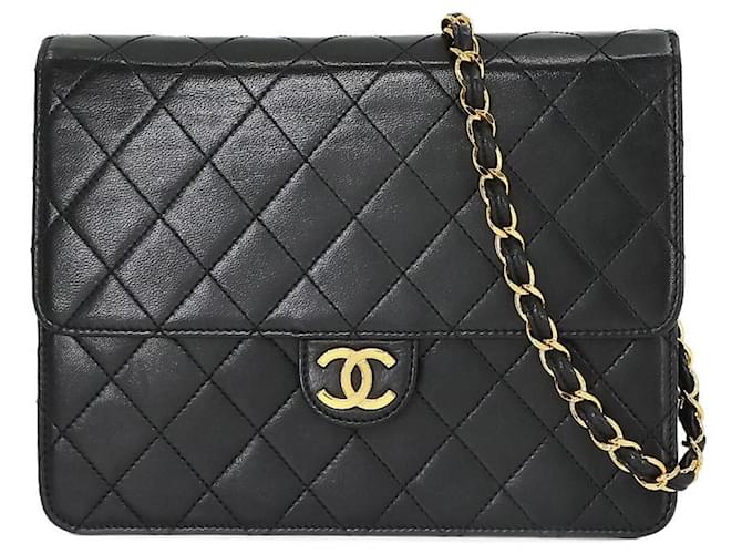 Chanel Matelassé Preto Couro  ref.1371600