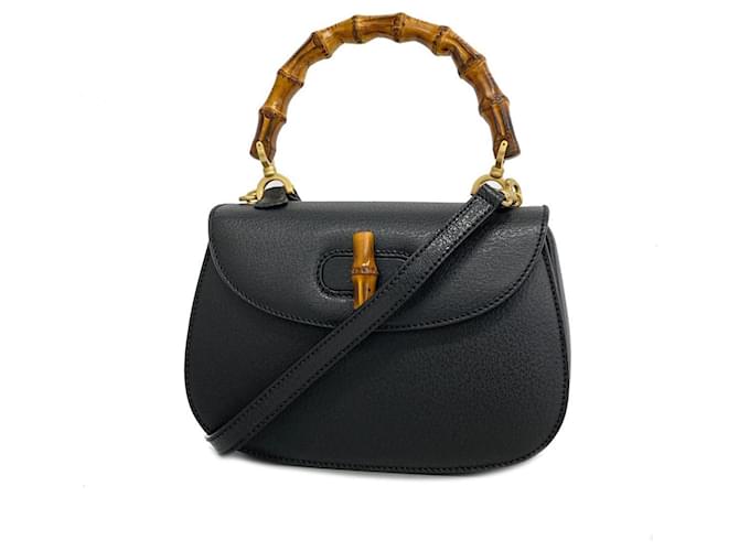 Gucci Bamboo Black Leather  ref.1371724
