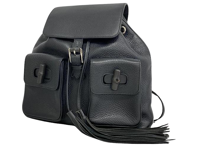 Gucci-Bambus Schwarz Leder  ref.1371816