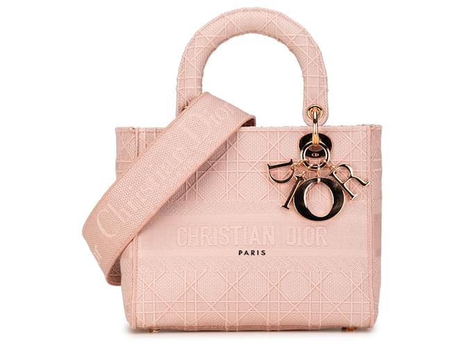 Dior Pink Medium Cannage Lady D-Lite Cloth Cloth  ref.1371851