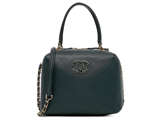 Chanel Blue CC Quilted Bullskin Vanity Case Navy blue Leather Pony-style calfskin  ref.1371908