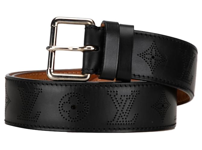 Louis Vuitton Black Peforated Mahina Belt Leather Pony-style calfskin  ref.1371919