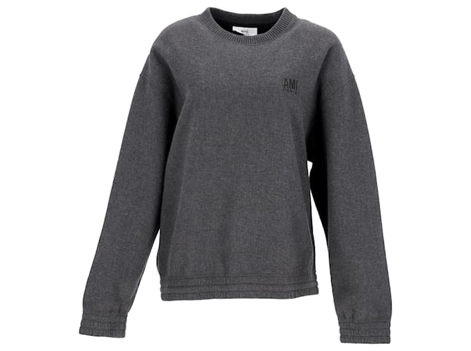 AMI Paris Alexandre Mattiussi Crewneck Sweater in Grey Cotton  ref.1371995