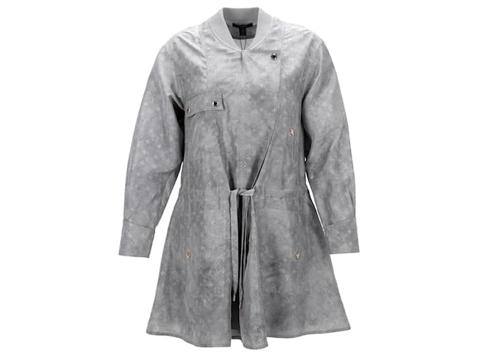 Robe à manches longues Louis Vuitton Washed Monogram en soie grise  ref.1371998