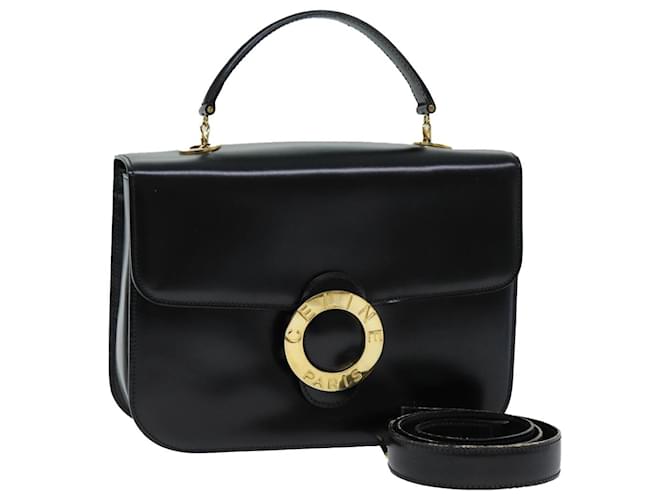 Céline CELINE Sac à Main Cuir 2way Noir Auth 73008  ref.1372058