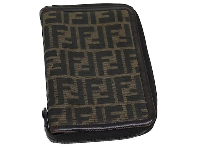 FENDI Zucca Canvas Tagesplaner-Cover Braun Schwarz Auth yk12048 Leinwand  ref.1372089