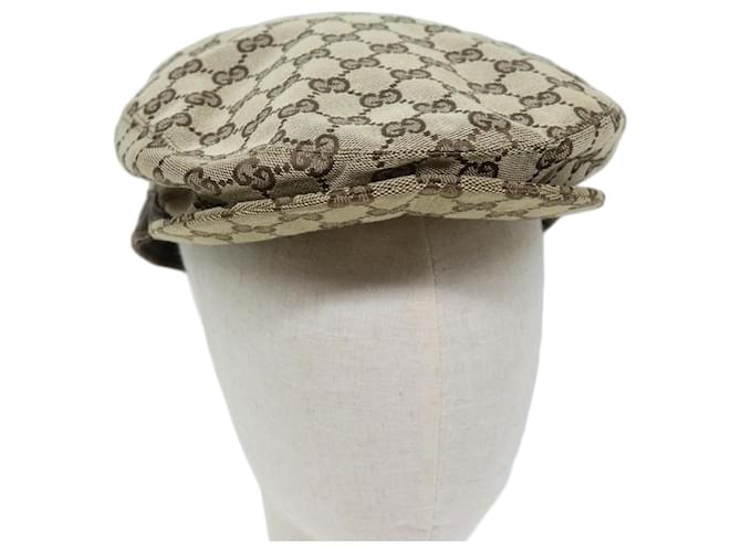 GUCCI GG Canvas Hunting Cap Hat M Beige Auth yk12031  ref.1372093