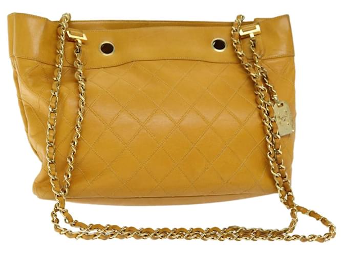 CHANEL Bicolole Chain Shoulder Bag Leather Yellow CC Auth bs13881  ref.1372109