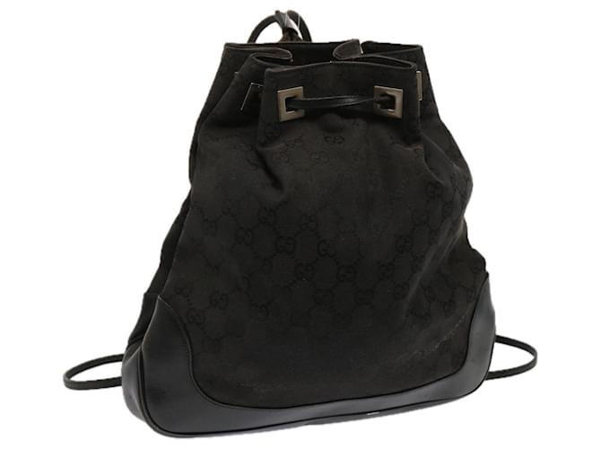 Bolsa de ombro em lona GUCCI GG preta 001 3812 Auth 71811 Preto  ref.1372144