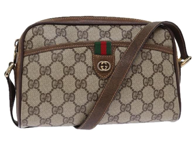 Bolsa de ombro GUCCI GG Supreme Web Sherry Line PVC Bege 156 02 089 Auth yk12027  ref.1372145