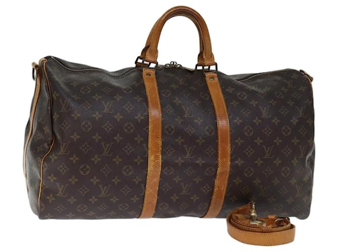 LOUIS VUITTON Monogramm Keepall Bandouliere 55 Boston Tasche M41414 LV Auth bs13962 Leinwand  ref.1372165