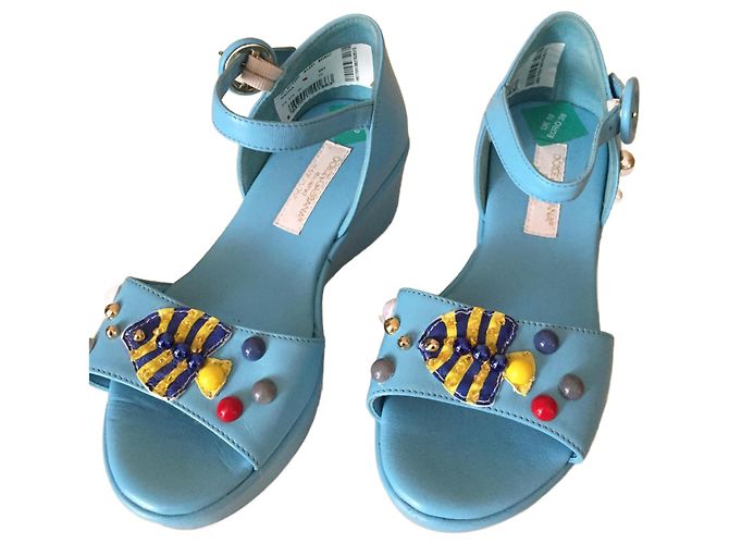 Dolce & Gabbana Ledersandalen blau Kinder Größe 28