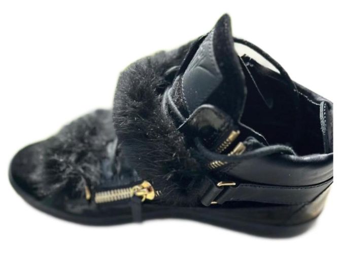 Giuseppe Zanotti High Top Sneaker aus schwarzem Lackleder