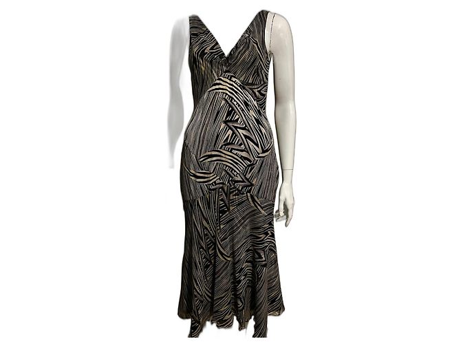 Diane Von Furstenberg Vestido de seda DvF Vittoria Castaño Negro Beige