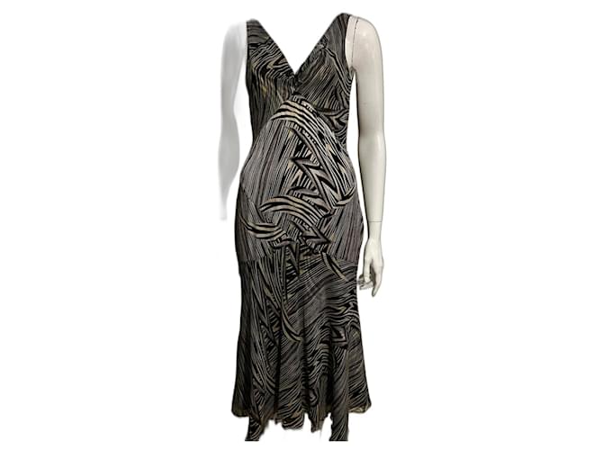 Diane Von Furstenberg DvF Vittoria silk dress Brown Black Beige  ref.1372195
