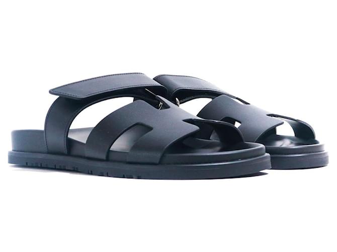 Hermès HERMES  Sandals T.EU 38 Leather Black  ref.1372205