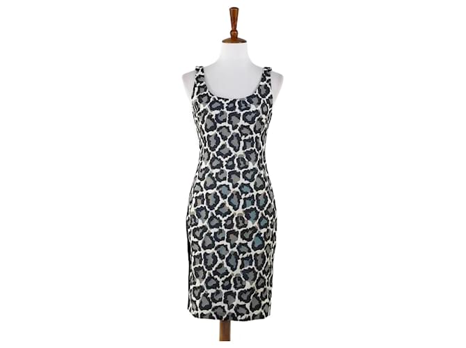 Diane Von Furstenberg DvF Arianna cocktail dress Black White Grey Cotton Elastane  ref.1372232